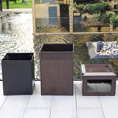 ZAJ Bote de Basura de Basura imitación de mármol Puede fundición de Aluminio Papelera de Reciclaje Clasificación Organizador del envase Exterior for Hotel Patios de Cocina Brown (Color : Brown)