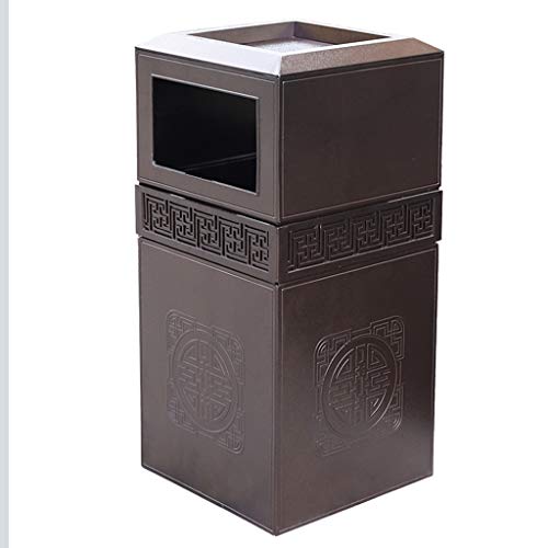 ZAJ Bote de Basura de Basura imitación de mármol Puede fundición de Aluminio Papelera de Reciclaje Clasificación Organizador del envase Exterior for Hotel Patios de Cocina Brown (Color : Brown)
