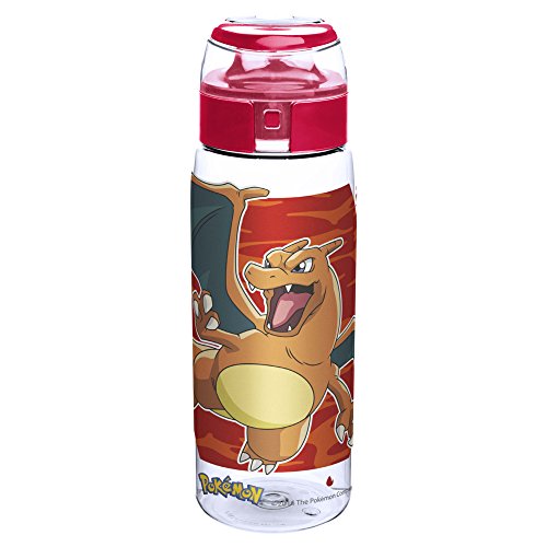 Zak! Designs Pokemon Charizard, Charmander & Charmeleon - Botella de plástico, tritán, con tapa, sin BPA, resistente a golpes, 0,74 l