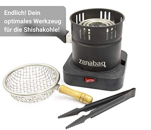 Zanabaq - Hornillo Eléctrico Cachimba Shisha – Cocina Hornillo Electrico con canasta de carbón, incluye pinzas - encender rápidamente el carbón