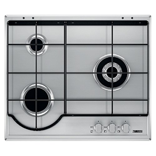 Zanussi ZGG65334XA hobs Acero inoxidable Integrado Encimera de gas - Placa (Acero inoxidable, Integrado, Encimera de gas, Acero inoxidable, 1000 W, 5,4 cm)