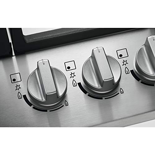 Zanussi ZGH66424XS Placa de gas, 4 fuegos, Mandos frontales, Quemador Wok, Calor Instantaneo, Entendido electrónico, Parrillas hierro fundido, Termopar de Seguridad, Antihuella, Inox, 60 cm