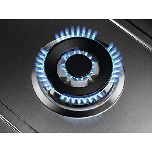Zanussi ZGH66424XS Placa de gas, 4 fuegos, Mandos frontales, Quemador Wok, Calor Instantaneo, Entendido electrónico, Parrillas hierro fundido, Termopar de Seguridad, Antihuella, Inox, 60 cm