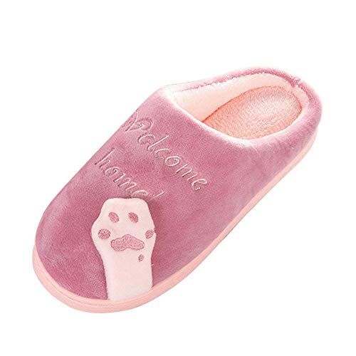 Zapatillas De Estar por Casa Mujer Invierno Unisex-Adulto Zapatillas con Forro De Felpa Suela Dura-CóModas Dibujos Animados Gato Antideslizante CáLido Interior Dormitorio Zapatos De Piso para Hombre