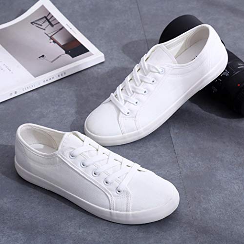 Zapatillas de Mujer Primavera y otoño Lona Moda Color sólido Cordones Zapatos Casuales cómodos Zapatos Deportivos al Aire Libre de Fondo Plano
