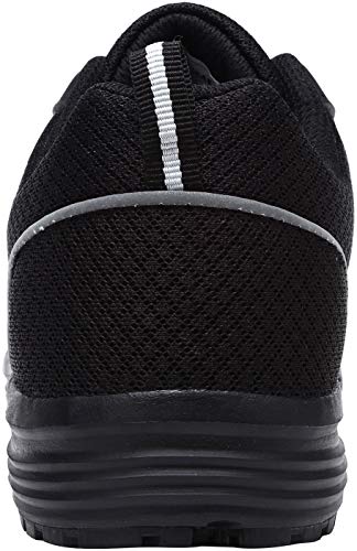 Zapatillas de Seguridad Mujer L8038 S1 SRC Zapatos de Trabajo con Punta de Acero Ultra Liviano Suave y cómodo Transpirable Antideslizante(36 EU,Negro Oscuro)