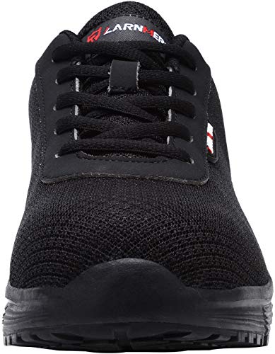 Zapatillas de Seguridad Mujer L8038 S1 SRC Zapatos de Trabajo con Punta de Acero Ultra Liviano Suave y cómodo Transpirable Antideslizante(36 EU,Negro Oscuro)