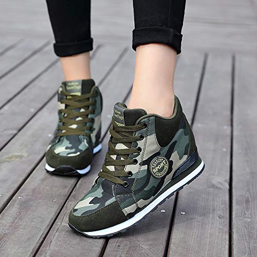 Zapatos De Camuflaje Casuales De Lona para Mujer Zapatos con Cordones De Suela Gruesa Zapatillas Deportivas Zapatillas Deportivas De Fondo Grueso
