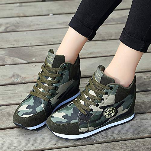 Zapatos De Camuflaje Casuales De Lona para Mujer Zapatos con Cordones De Suela Gruesa Zapatillas Deportivas Zapatillas Deportivas De Fondo Grueso