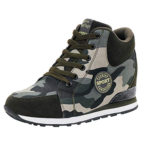Zapatos De Camuflaje Casuales De Lona para Mujer Zapatos con Cordones De Suela Gruesa Zapatillas Deportivas Zapatillas Deportivas De Fondo Grueso
