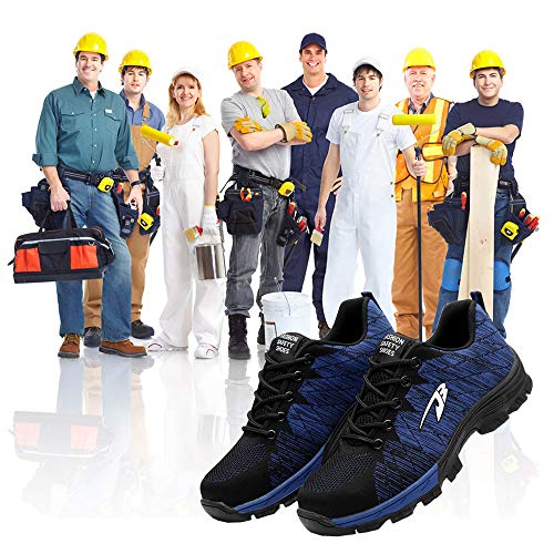 Zapatos de Seguridad para Hombre Transpirable Ligeras con Puntera de Acero Zapatillas de Seguridad Trabajo, Calzado de Industrial y Deportiva 42