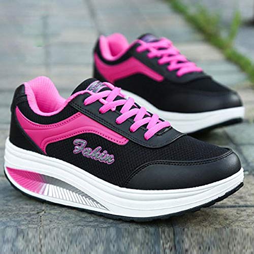 Zapatos Mujer Planas,VECDY2019 Moda Zapatillas Mujer Malla Zapatos De Aumento De Fondo Zapatos De Balanceo Suave Zapatillas De Deporte Antideslizante Cómodo Zapatos Ligero Running Zapatos(Negro,35)