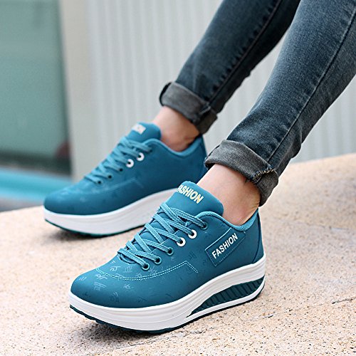 Zapatos Mujeres Zapatillas Deportivas Fannyfuny Zapatillas de Deporte Zapatos Cuña Wedge Sneakers de Malla de Aumento de Fondo de Balancín Zapatillas 35-40