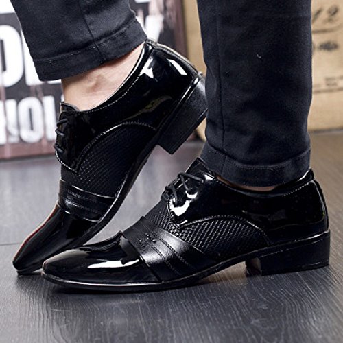 Zapatos Oxford Hombre, Cuero Derby Vestir Cordones Calzado Boda Brogue Verano Negocios Moda Uniforme Negro Marron Rojo 38-48 BK47