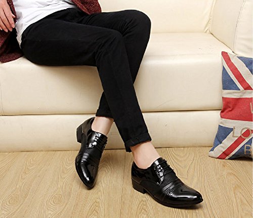 Zapatos Oxford Hombre, Cuero Derby Vestir Cordones Calzado Boda Brogue Verano Negocios Moda Uniforme Negro Marron Rojo 38-48 BK47
