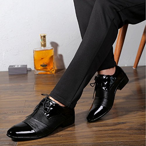 Zapatos Oxford Hombre, Cuero Derby Vestir Cordones Calzado Boda Brogue Verano Negocios Moda Uniforme Negro Marron Rojo 38-48 BK47