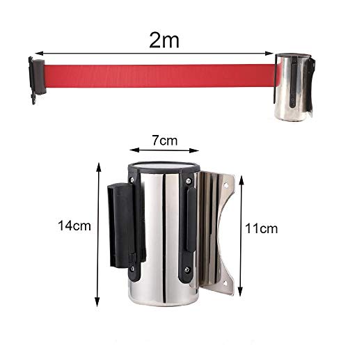 Zasiene Cinta Separadora Extensible Barrera 2M Cinta Separadora Retractil Montaje en Pared Cintas Separadoras Crowd Control Cinta Seguridad con Acccesorios