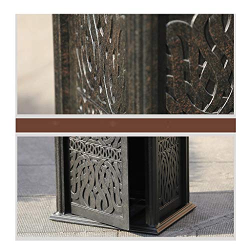 Zaza Fundición de Aluminio Papelera Can Tallada con Exterior Cenicero Abertura Lateral Bote de Basura for Hotel Muebles de jardín al Aire Libre de Interior