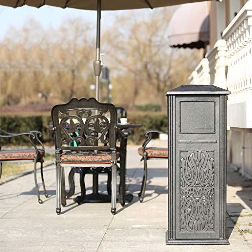 Zaza Fundición de Aluminio Papelera Can Tallada con Exterior Cenicero Abertura Lateral Bote de Basura for Hotel Muebles de jardín al Aire Libre de Interior