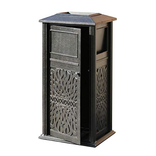 Zaza Fundición de Aluminio Papelera Can Tallada con Exterior Cenicero Abertura Lateral Bote de Basura for Hotel Muebles de jardín al Aire Libre de Interior