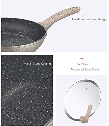 Z·Bling Sartén Nonstick 28 cm de Aleación de Aluminio con Revestimiento Antiadherente sartén No-Stick Utensilios de Cocina sartén para inducción y Horno