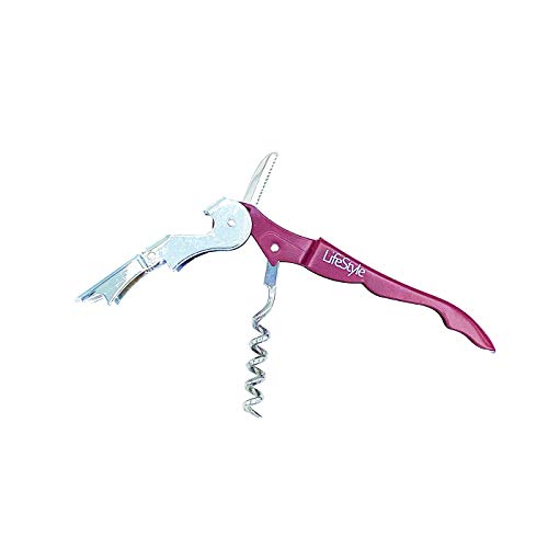 ZCENTER Sacacorchos Profesional Sacacorchos de Camarero Abrebotellas Sacacorchos Vino y con Cuchilla Cortacapsulas Utensilios de Bar- 2 Tiempos - Vinotinto