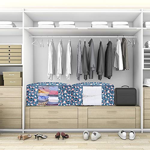 ZCHI 3 Piezas Bolsa de Almacenamiento Debajo de la Cama de Tela Oxford Gruesa Plegable Organizador de Edredones Manta Ropa de Polvo con la Cremallera Guardar la Ropa Edredones Ropa de Cama Almohadas