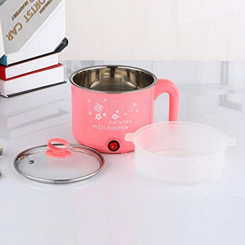 Zcm Dormitorio estudiantil Olla Acero 1.8L Linda 450W multifunción Cocina eléctrica Inoxidable Vapor Olla Caliente Fideos Ollas for cocinar arroz cocido al Vapor Huevos Pan Sopa Ollas (Color : Green)