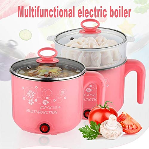 Zcm Dormitorio estudiantil Olla Acero 1.8L Linda 450W multifunción Cocina eléctrica Inoxidable Vapor Olla Caliente Fideos Ollas for cocinar arroz cocido al Vapor Huevos Pan Sopa Ollas (Color : Green)