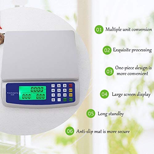 ZCXBHD Balanza electrónica Digital Precisión Balanza Plataforma Pantalla LED Escala Comida Supermercado Precios Venta Frutas Escala Verduras for el Mercado Agricultores (Size : 30KG/1G)