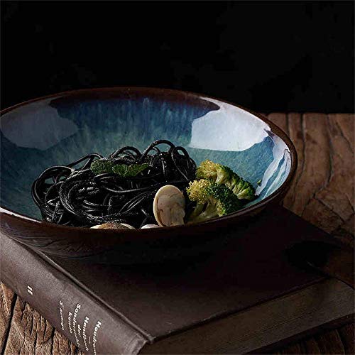 zdw Vajilla, herramientas para comer Plato de estrella Plato de cerámica Plato hondo Plato de sopa Plato de gres Plato de pasta Plato de ensalada 8.5 pulgadas azul