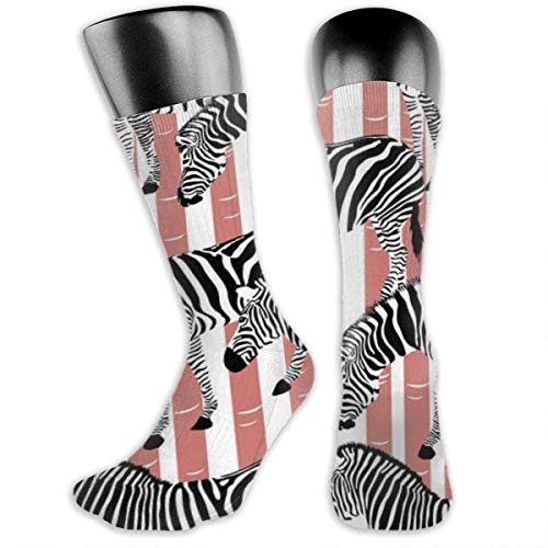 Zebra On Abstract Wood Wild Animal Texture.Men's & Womens Athletic Full Crew Socks Running Gym Compression Foot