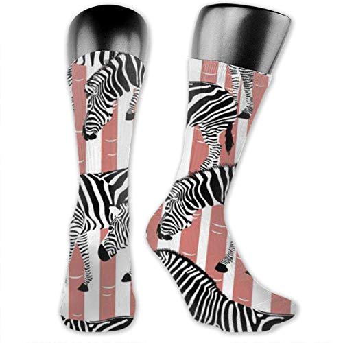 Zebra On Abstract Wood Wild Animal Texture.Men's & Womens Athletic Full Crew Socks Running Gym Compression Foot