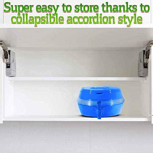 Zeeanker cubo plegable camping,Dispensador de Cerveza,Bebidas Drink Dispenser,Bidón plástico 5.5LT con Grifo,Adecuado para Reuniones al Aire Libre, Campamentos,Fiestas de Cumpleaños, viajes (Azul)