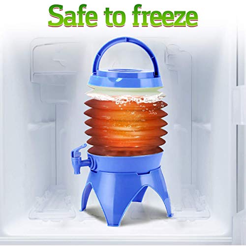 Zeeanker cubo plegable camping,Dispensador de Cerveza,Bebidas Drink Dispenser,Bidón plástico 5.5LT con Grifo,Adecuado para Reuniones al Aire Libre, Campamentos,Fiestas de Cumpleaños, viajes (Azul)
