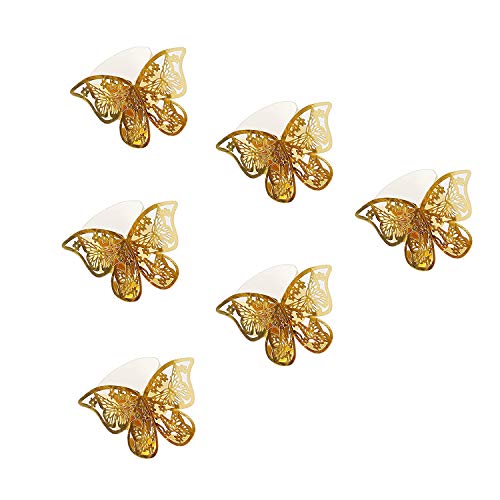 ZEEREE 30 Piezas de Anillo de Toalla de Papel Dorado Hebilla de servilleta de Corte de Mariposa para decoración de Bodas/cumpleaños/Banquetes/etc.