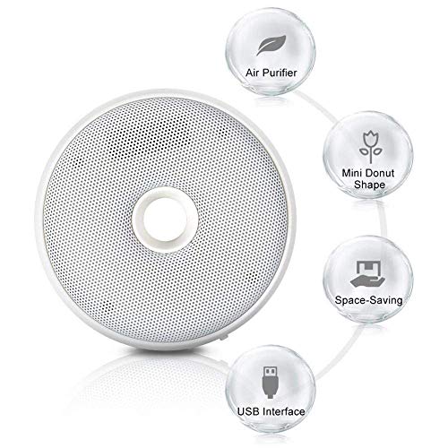 Zeerkeer Purificador de aire portátil ambientador coche USB Ozono Sterilisation para eliminar alérgenos polen, muffa, formaldehído, humo, ideal para casa, oficina, armario, zapatero (blanco)