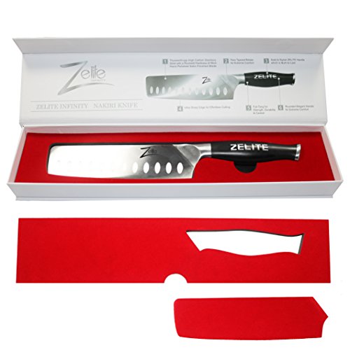 Zelite Infinity Cuchillo Chef Nakiri 18 cm – Utensilios Cocina Serie Comfort-Pro – Acero Inoxidable Alemán de Alto Contenido en Carbono, Cuchillos Cocina Afilado de Navaja, Filo Granton