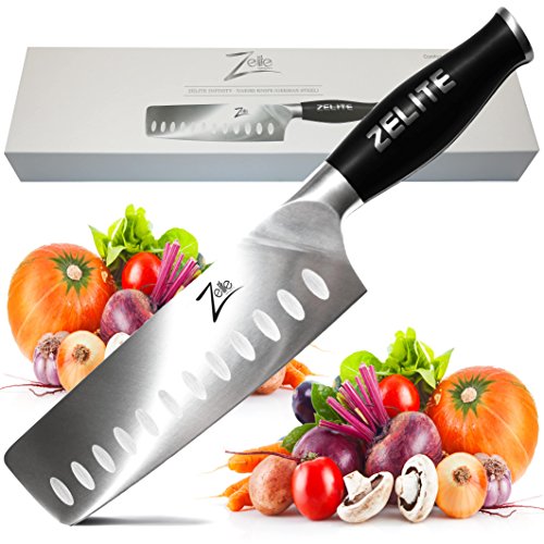 Zelite Infinity Cuchillo Chef Nakiri 18 cm – Utensilios Cocina Serie Comfort-Pro – Acero Inoxidable Alemán de Alto Contenido en Carbono, Cuchillos Cocina Afilado de Navaja, Filo Granton