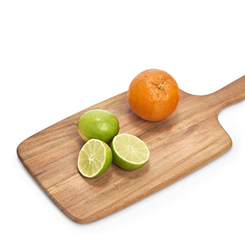 Zeller 25551 – Tabla de Cortar con Mango, Madera de Acacia 41.8 X 19.5 x 1.2 cm, Natural