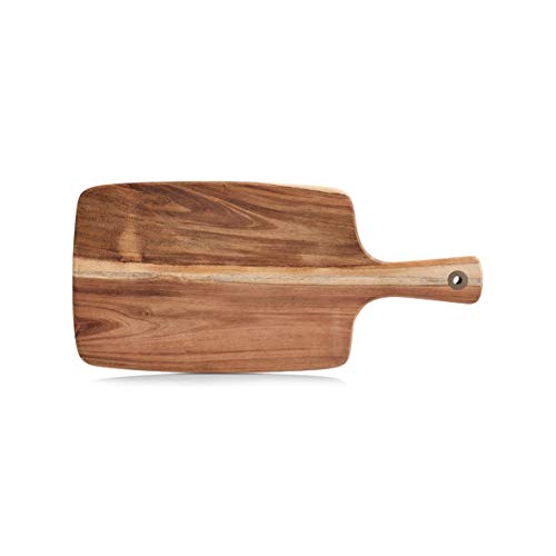 Zeller 25551 – Tabla de Cortar con Mango, Madera de Acacia 41.8 X 19.5 x 1.2 cm, Natural