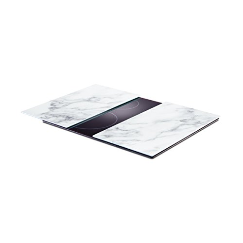 Zeller 26312 - Tabla para cortar de cristal, mármol blanco, 52 x 30 cm, 2 unidades