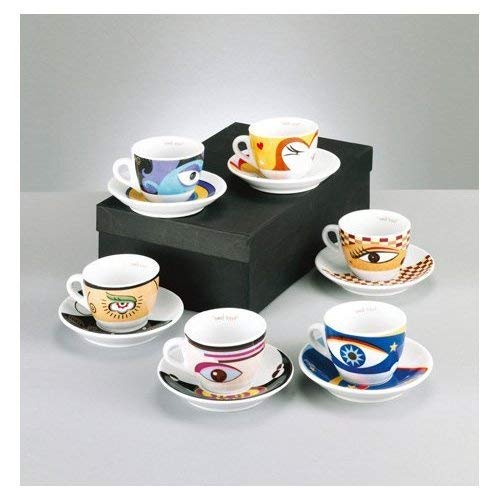 Zeller 26510 Servicio de Café Expreso, Magic Eyes, Porcelana, Multicolor, 32x13x8.5 cm, 12 Unidades
