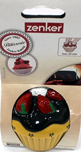 Zenker 41937 - Temporizador 60 min. ABS con forma de cupcake 7x7cm., en color crema, marrón, rojo, verde y blanco