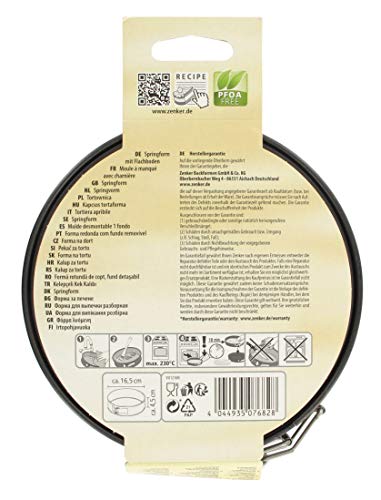 Zenker Molde Desmontable Special Mini, Acero con Revestimiento Antiadherente Teflon, Negro, Ø 16x4,5 cm