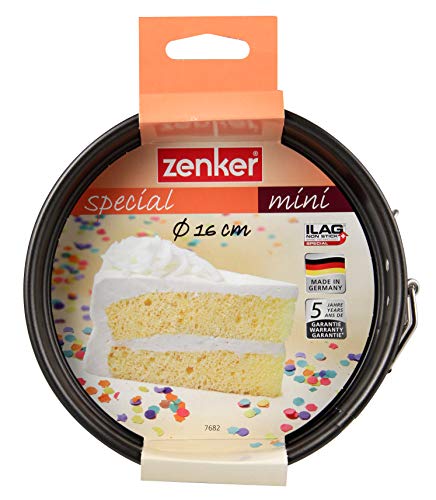 Zenker Molde Desmontable Special Mini, Acero con Revestimiento Antiadherente Teflon, Negro, Ø 16x4,5 cm