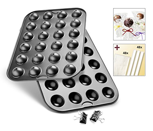 Zenker septiembre 24 Mould Cake Pops con Palos y Bolsas, Acero, Negro
