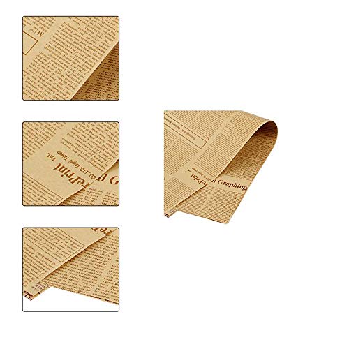 Zentto 40-45 hojas Kraft retro inglés periódico Papel de envoltura de flores Embalaje de regalo Floristería Bouquet Material (50x70cm)