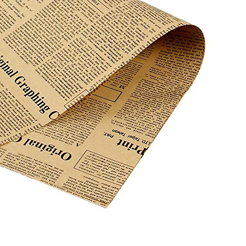 Zentto 40-45 hojas Kraft retro inglés periódico Papel de envoltura de flores Embalaje de regalo Floristería Bouquet Material (50x70cm)