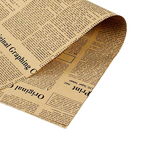 Zentto 40-45 hojas Kraft retro inglés periódico Papel de envoltura de flores Embalaje de regalo Floristería Bouquet Material (50x70cm)